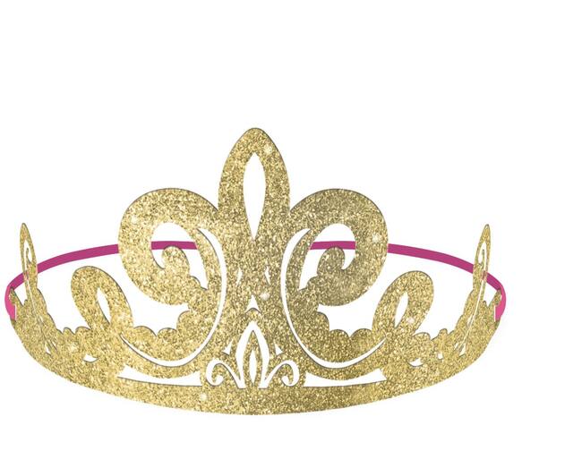Glitter Disney Once Upon a Time Birthday Party Tiaras, Gold/Pink, 8-pk Front_Elevated