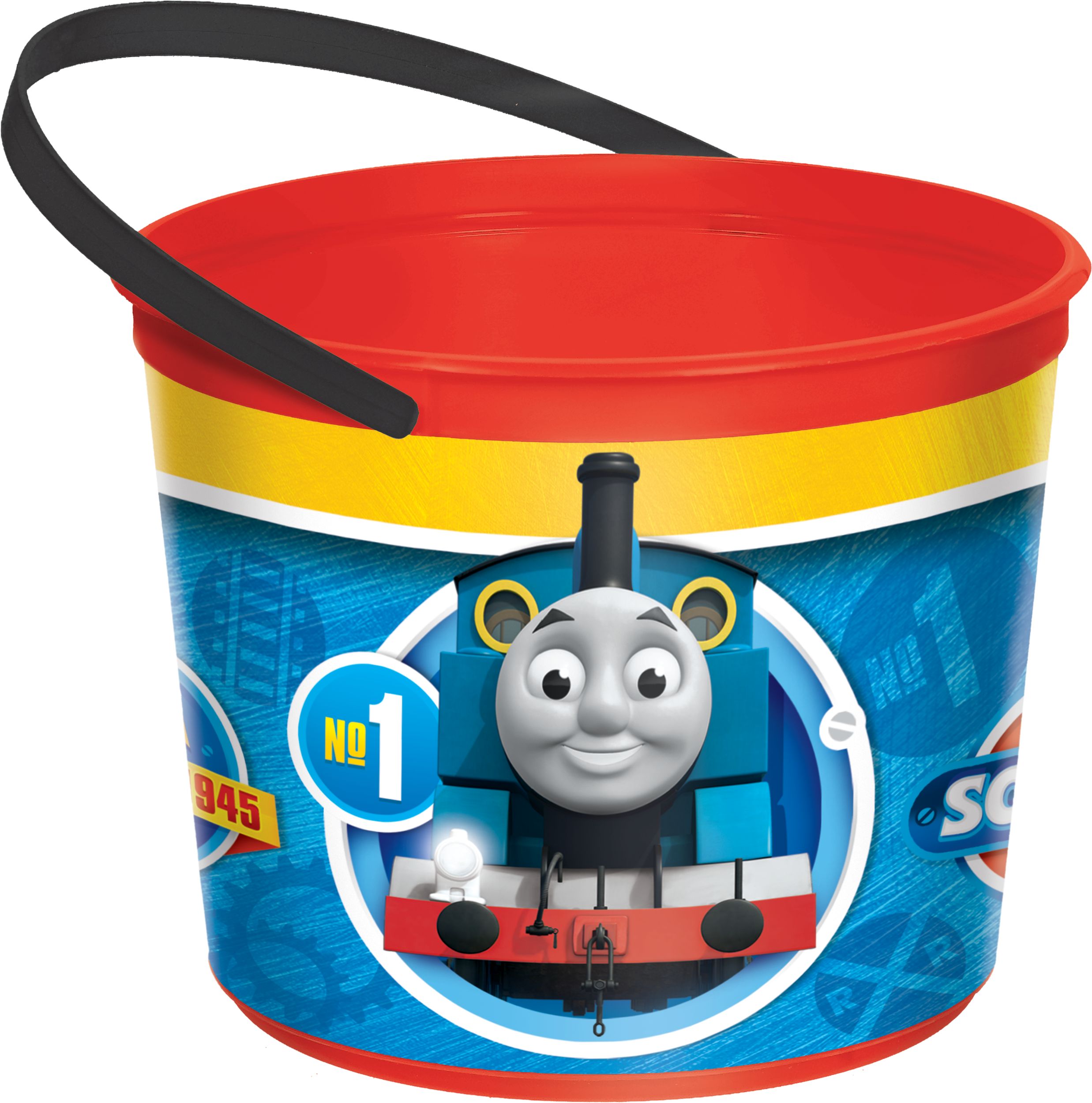Seau de cadeaux-surprises pour fête d'anniversaire, Thomas le petit train, bleu Front_Elevated