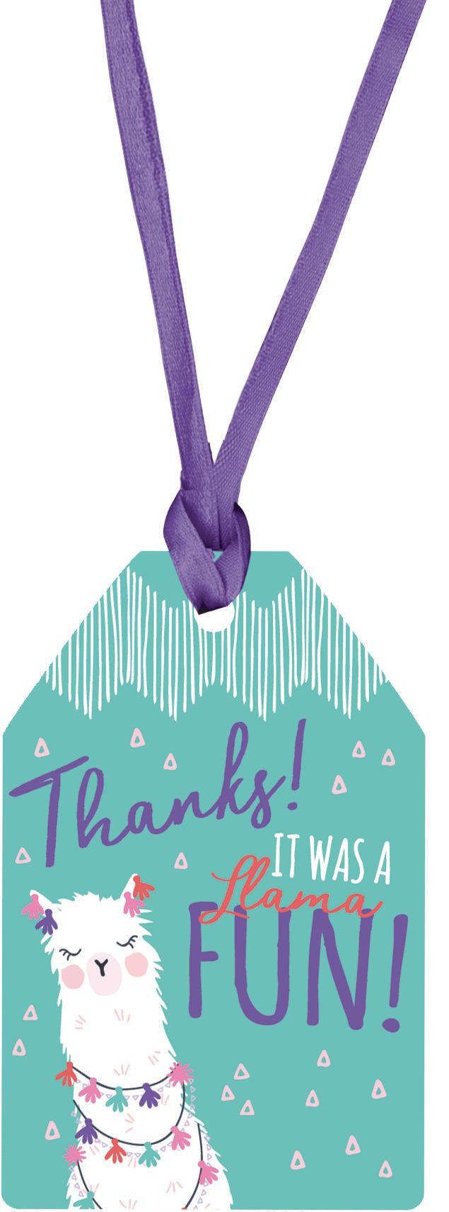 Llama Fun Thank You Birthday Party Favour Tags, 8-pk Front_Flat