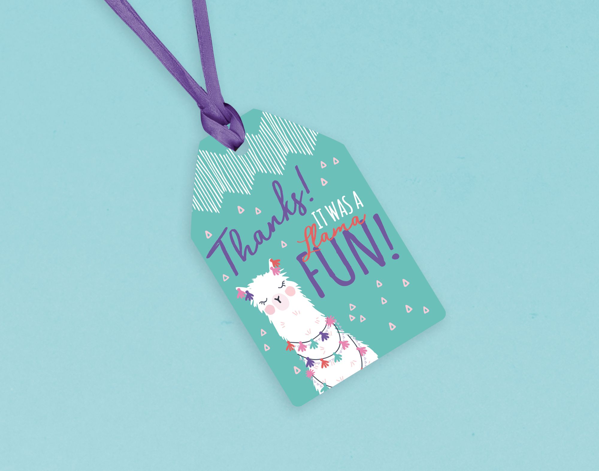 Llama Fun Thank You Birthday Party Favour Tags, 8-pk Front_Angled_Right