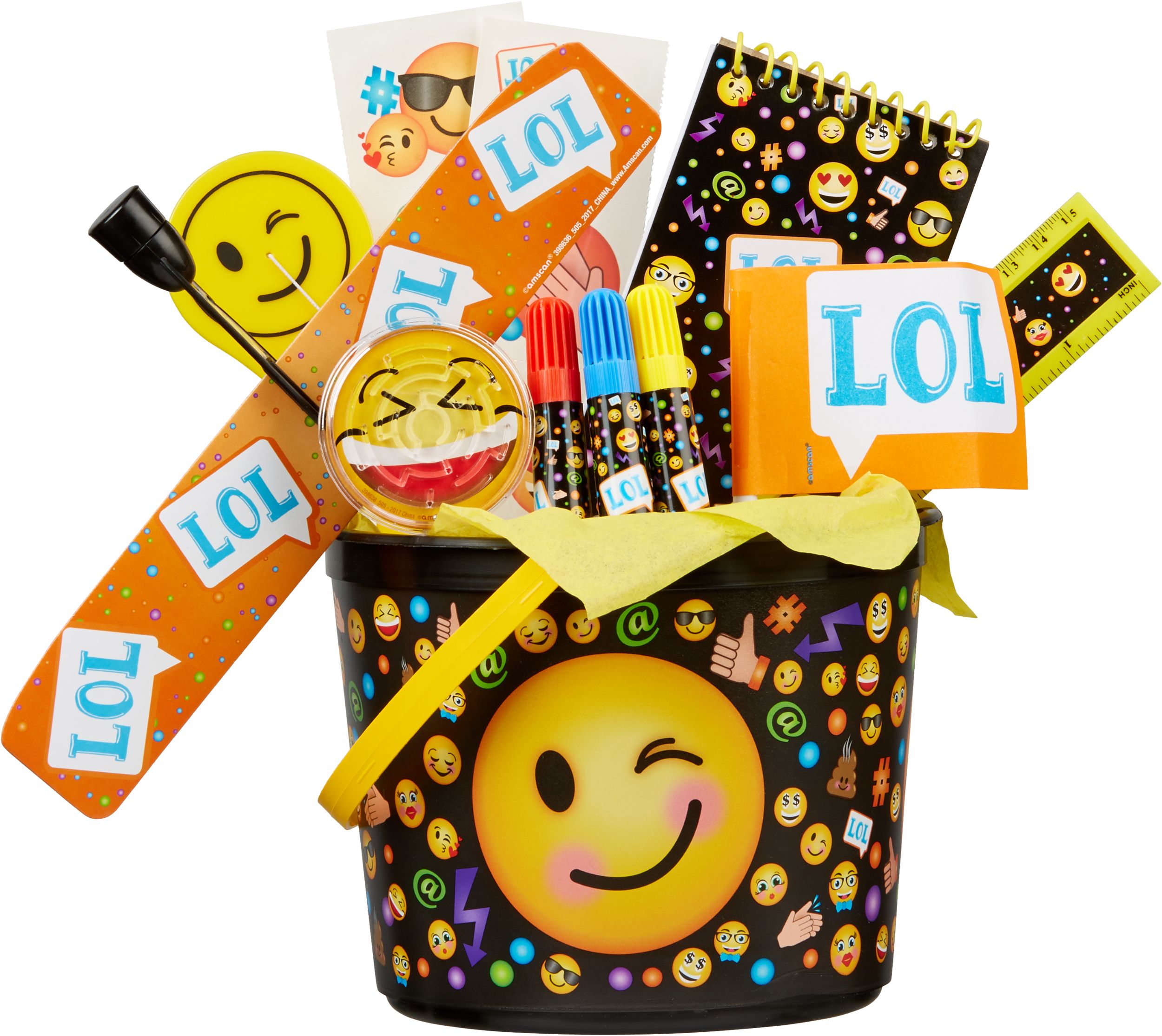 Smiley Birthday Party Favour Container, Black/Yellow, Ages 1+ Composite_or_Mixed
