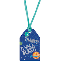 Blast Off "Thanks It was a Blast" Paper Card Tags, Blue, 25-pk, for Birthday Party Front_Flat