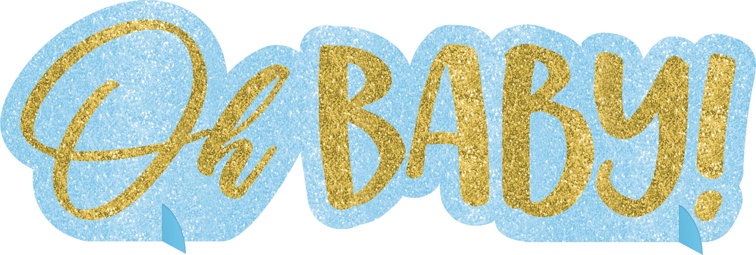 Glitter Blue Oh Baby Table Sign Front_Flat