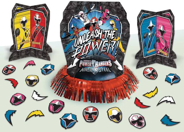 Décorations de table pour fête d'anniversaire Power Rangers Ninja Steel, paq. 23 Front_Elevated
