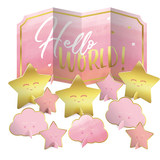 Décoration de table Hello World rose, paq. 11 Composite_or_Mixed