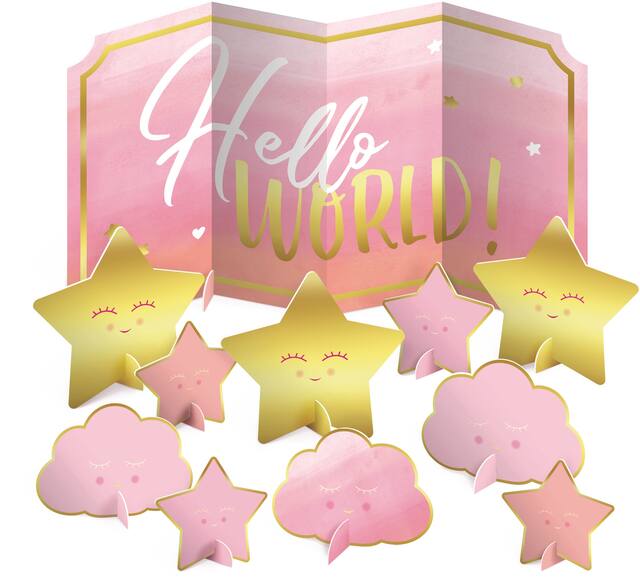 Décoration de table Hello World rose, paq. 11 Composite_or_Mixed