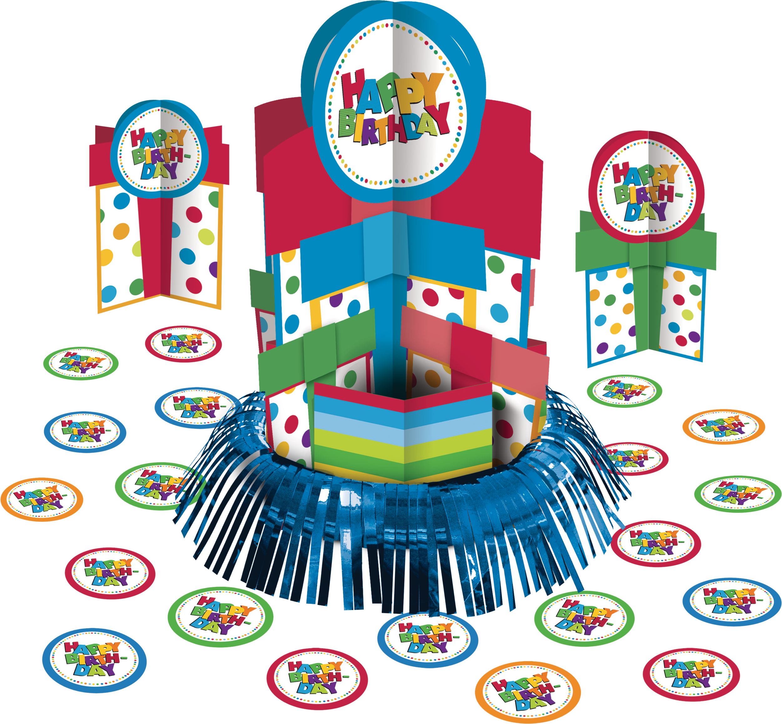 Birthday Party Table Centrepiece Kit, Blue/Red/Green/Yellow, 23-pc Front_Elevated