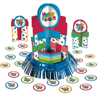 Birthday Party Table Centrepiece Kit, Blue/Red/Green/Yellow, 23-pc Front_Elevated