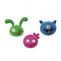 Décorations boules alvéolées pour fête d'anniversaire UglyDolls, paq. 3 Front_Flat