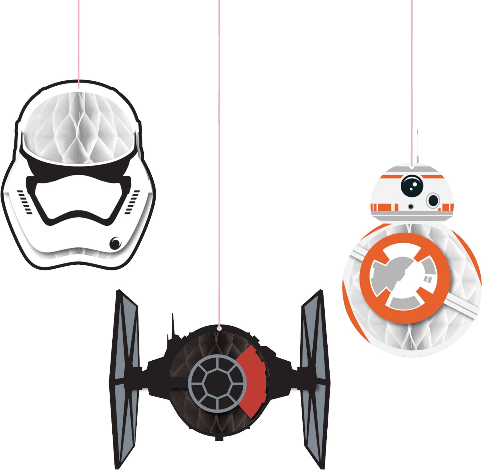 Star Wars 7 The Force Awakens Birthday Party Honeycomb Balls Decoration, 3-pc Front_Flat