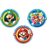 Décorations boules alvéolées pour fête d'anniversaire Super Mario, paq. 3 Front_Flat