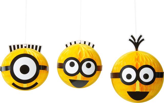 Despicable Me Birthday Party Honeycomb Decorations, 3 ct Front_Flat