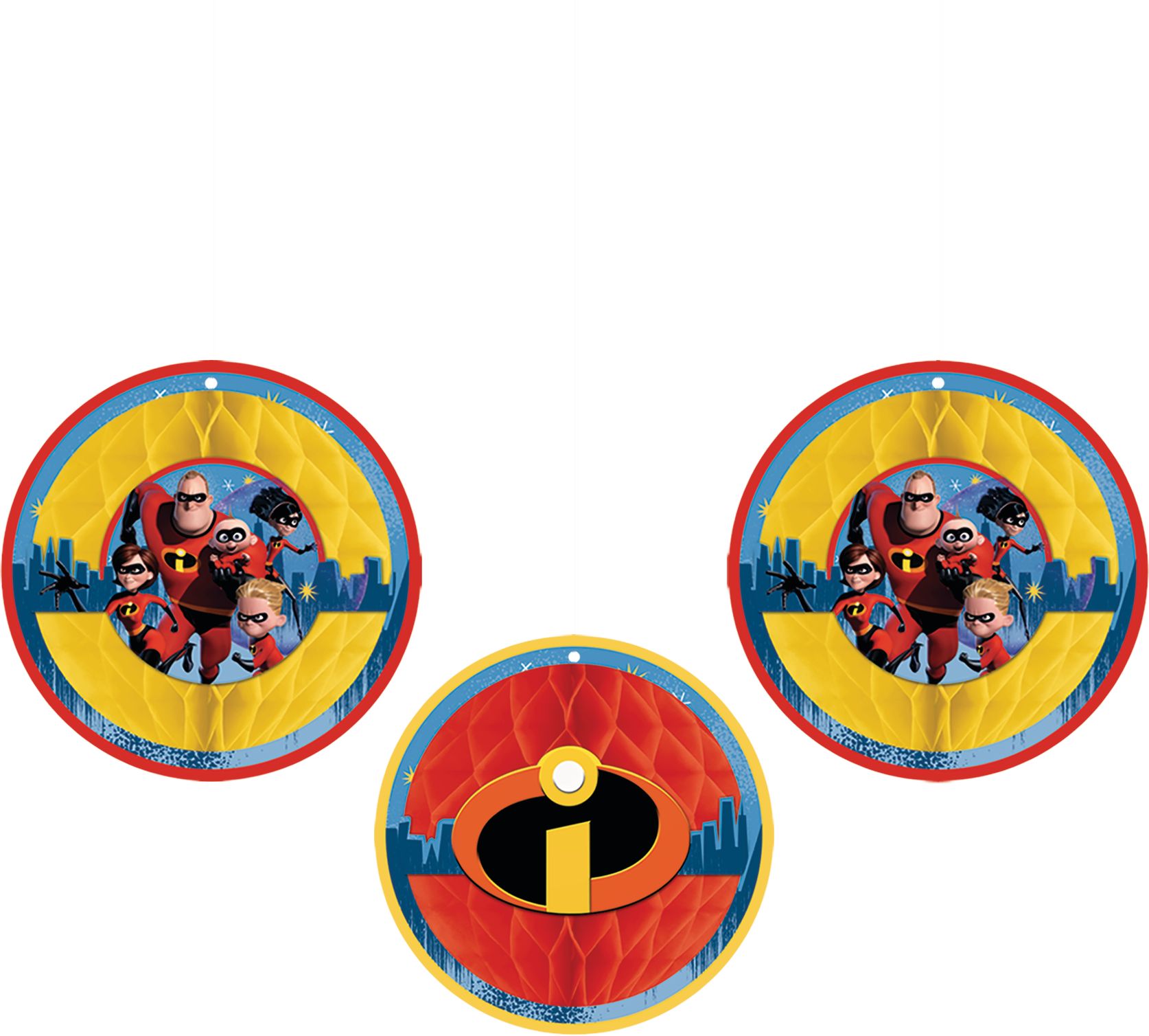 Incredibles 2 Honeycomb Ball Birthday Party Decorations, 3-pc Front_Flat