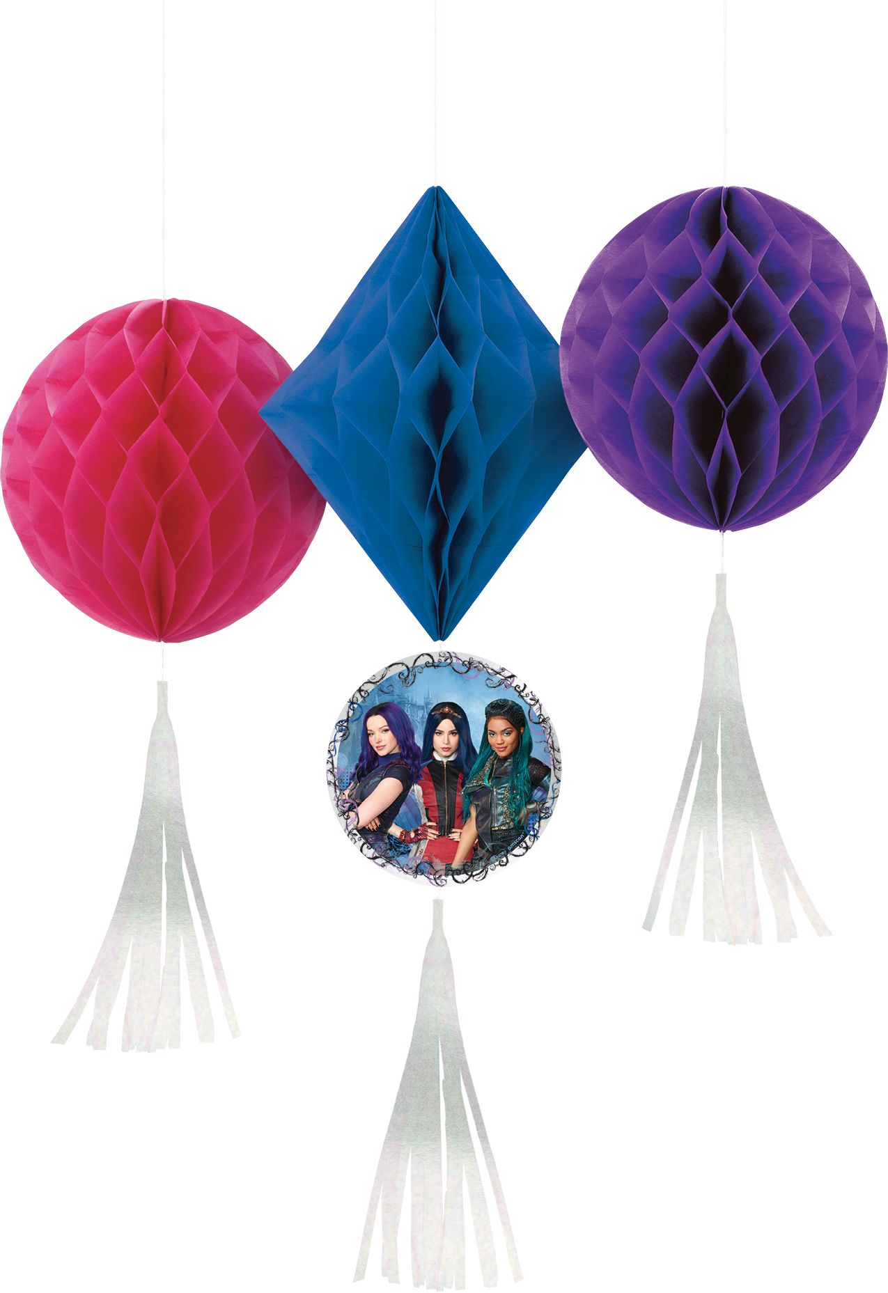 Disney Descendants 3 Honeycomb Birthday Party Decorations, 3-pc Front_Flat