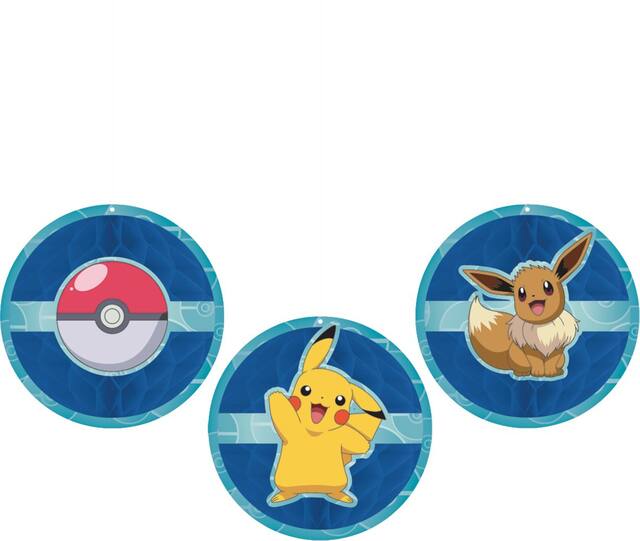 Décoration festive suspendue alvéolée Pokémon classique, paq. 3 Front_Flat