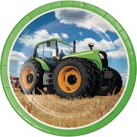 Tractor Lunch Plates, 8-pk Overhead_Flat