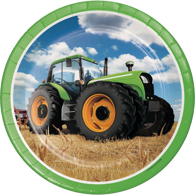 Tractor Lunch Plates, 8-pk Overhead_Flat