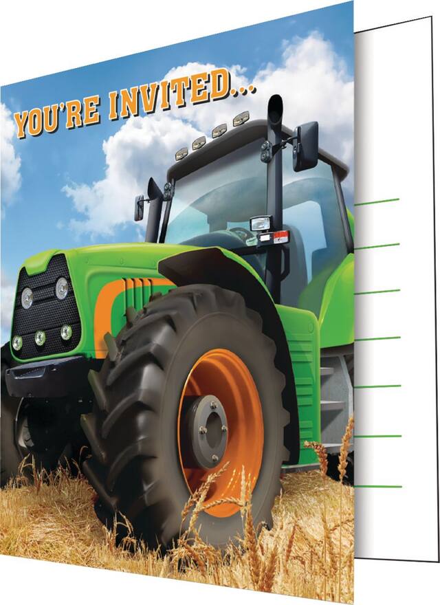 Invitations tracteur, paq. 8 Front_Angled_Left