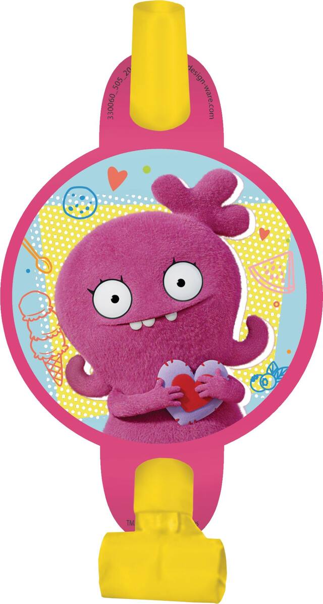 Mirlitons en papier pour fête d'anniversaire UglyDolls, paq. 8 Overhead_Flat