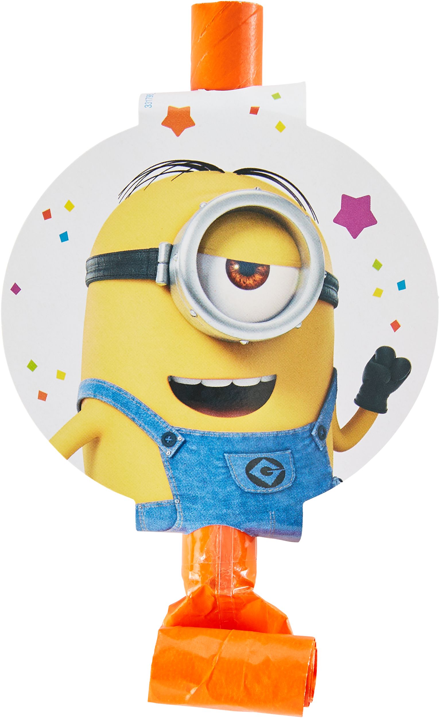 Mirlitons en papier cartonné pour fête d'anniversaire Les Minions, paq. 8 Overhead_Flat