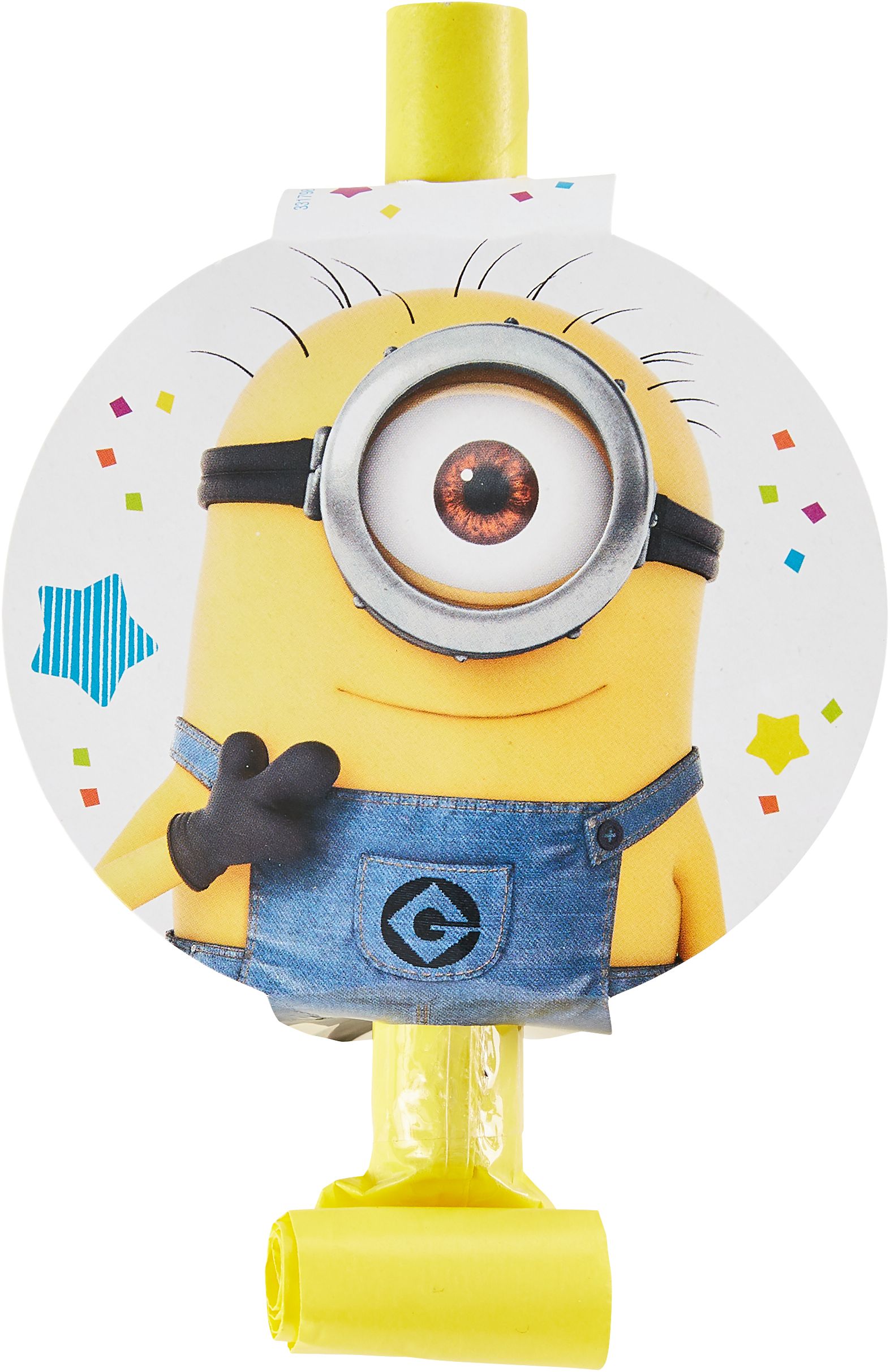 Mirlitons en papier cartonné pour fête d'anniversaire Les Minions, paq. 8 Overhead_Flat