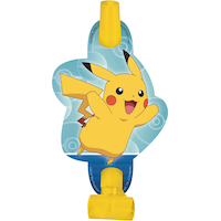 Nintendo Pokémon Pikachu Blowout Noisemakers, Red/Blue/Yellow, 5-in, 8-pk, for Birthday Party Front_Flat
