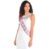 "Bride To Be" Glitter Sash, Pink/White, One Size, Wearable Accessory for Wedding/Bridal Showers Front_Angled_Left