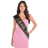"Bride To Be" Sequin Sash, Black/Gold, One Size, Wearable Accessory for Wedding/Bridal Showers Front_Flat