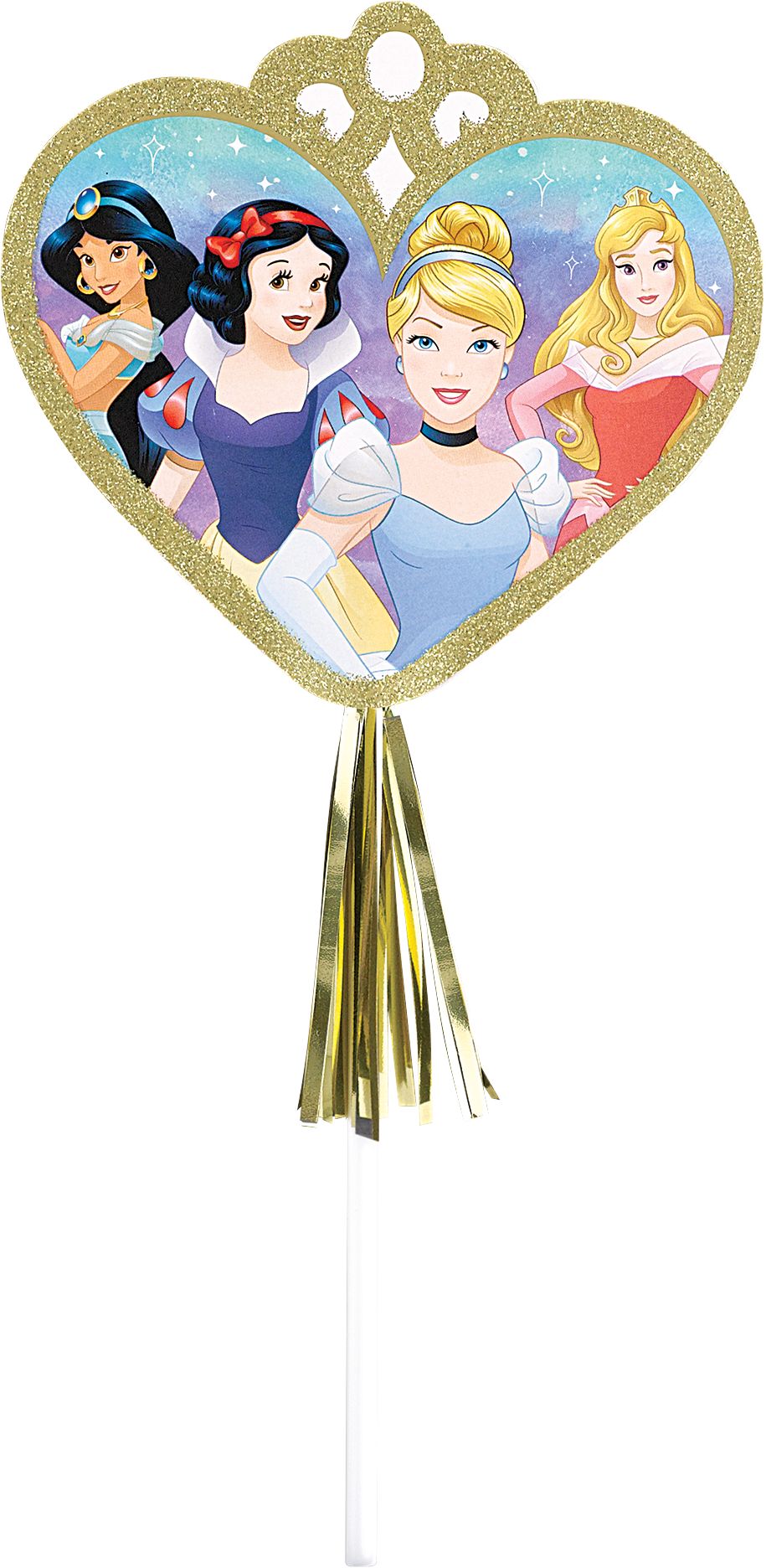 Disney Princess Once Upon A Time Ariel/Belle/Rapunzel Party Paper Wands, Gold, 8-pk, for Birthday/Party Favour Front_Flat