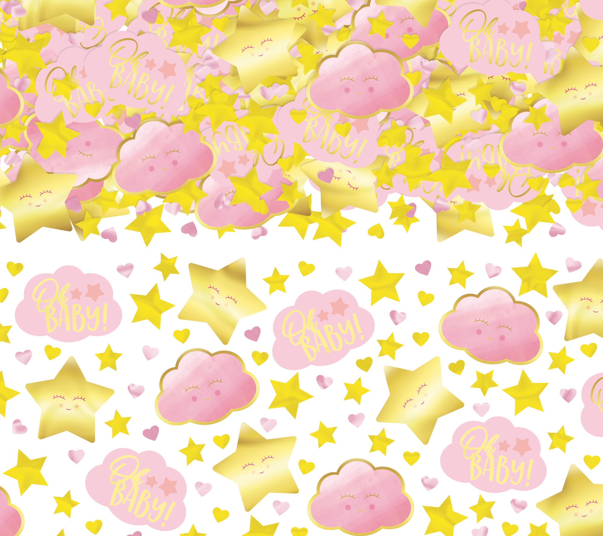 Confettis Oh Baby, rose et or métallique Overhead_Flat