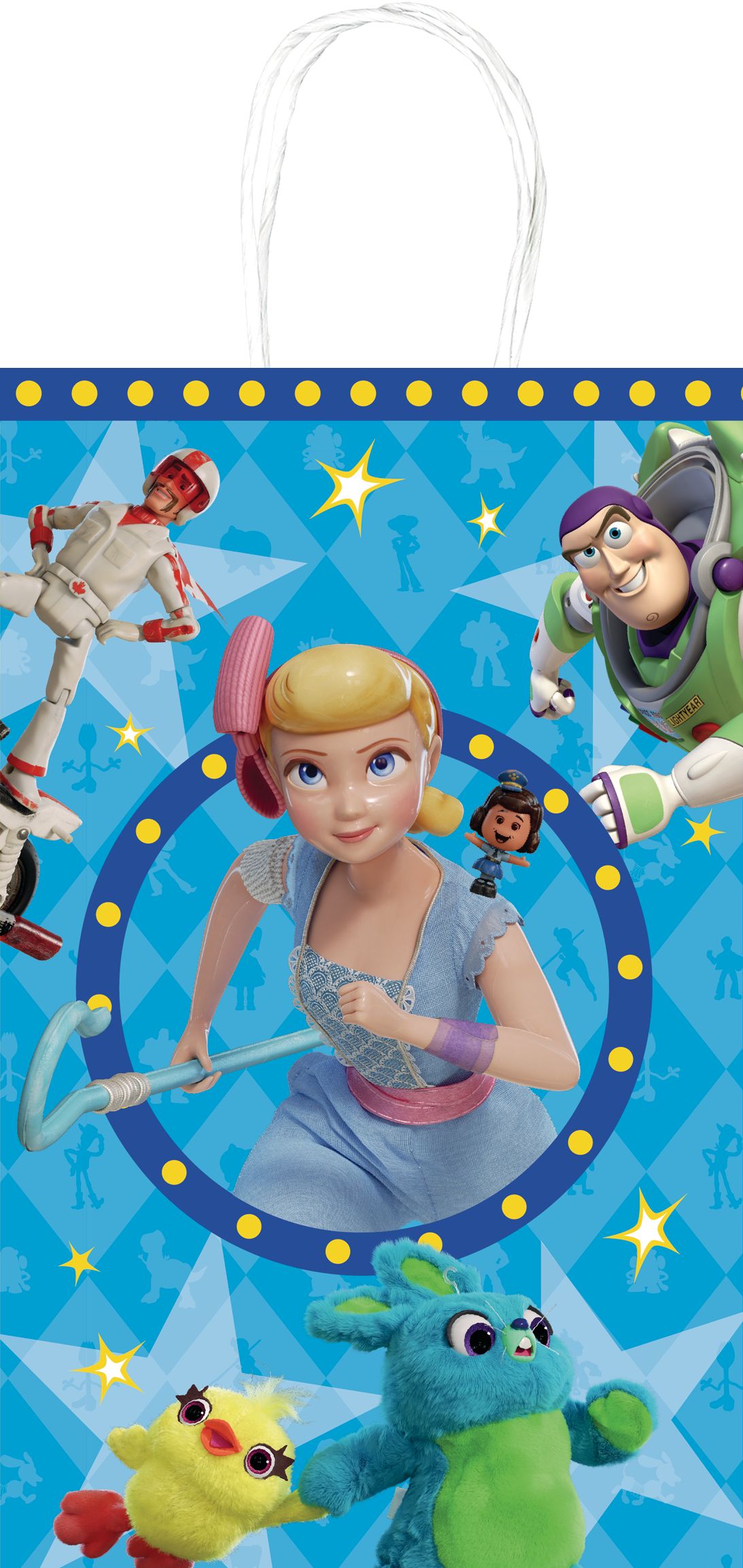 Disney Pixar Toy Story Buzz Lightyear/Woody/Forky Paper Kraft Gift Bags, Blue, 8-in, 8-pk, for Birthday Party Front_Flat