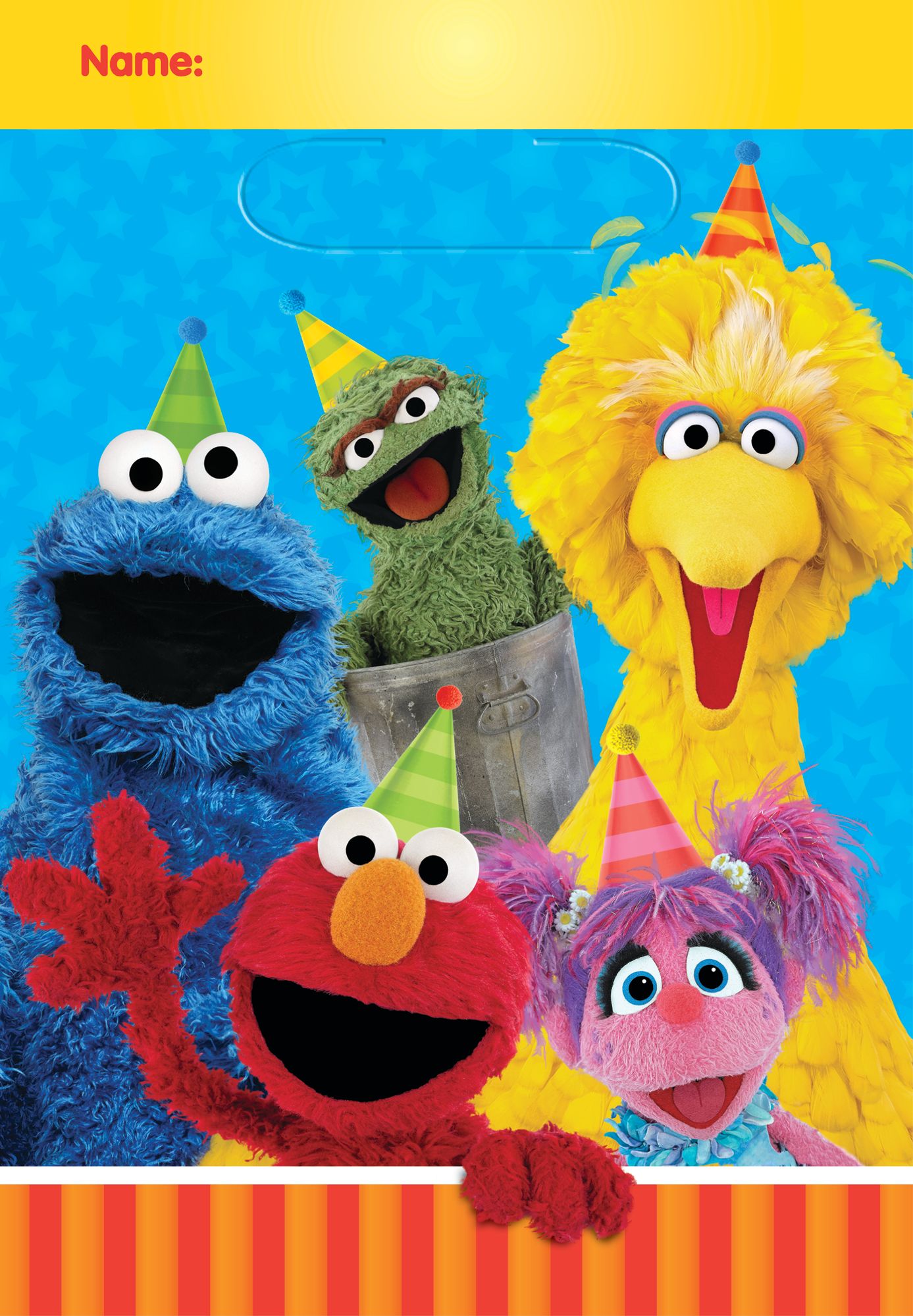 Sesame Street Birthday Party Favour Bags, 8-pk Overhead_Flat