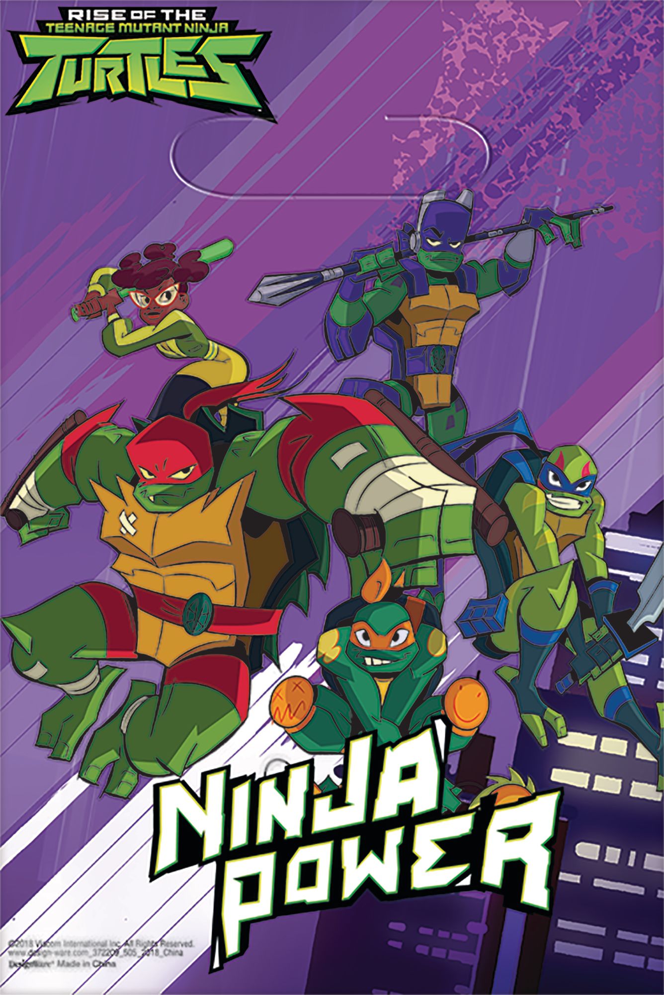 Rise of the Teenage Mutant Ninja Turtles Birthday Party Favour Bags, 8-pk Front_Flat