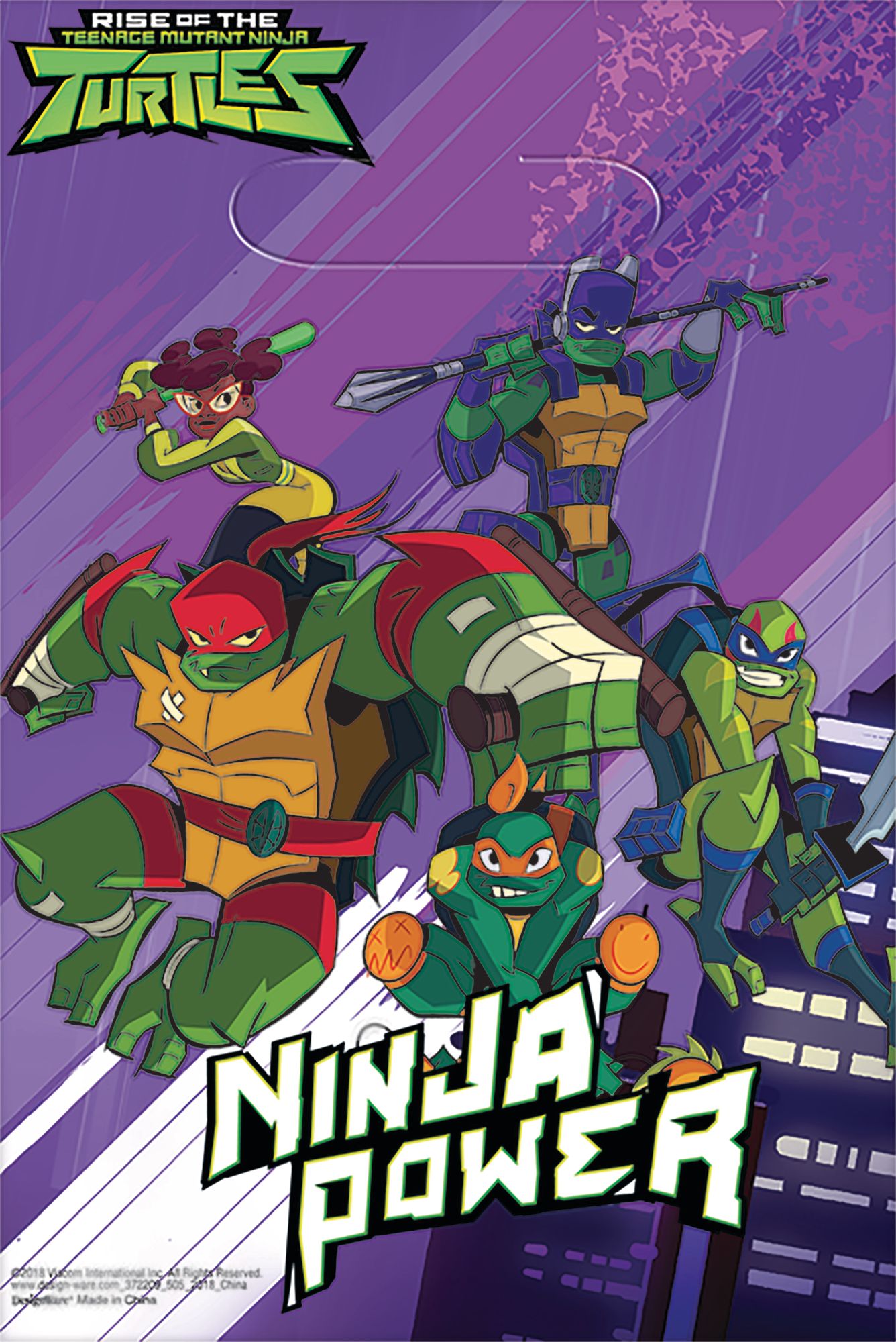 Rise of the Teenage Mutant Ninja Turtles Birthday Party Favour Bags, 8-pk Front_Flat