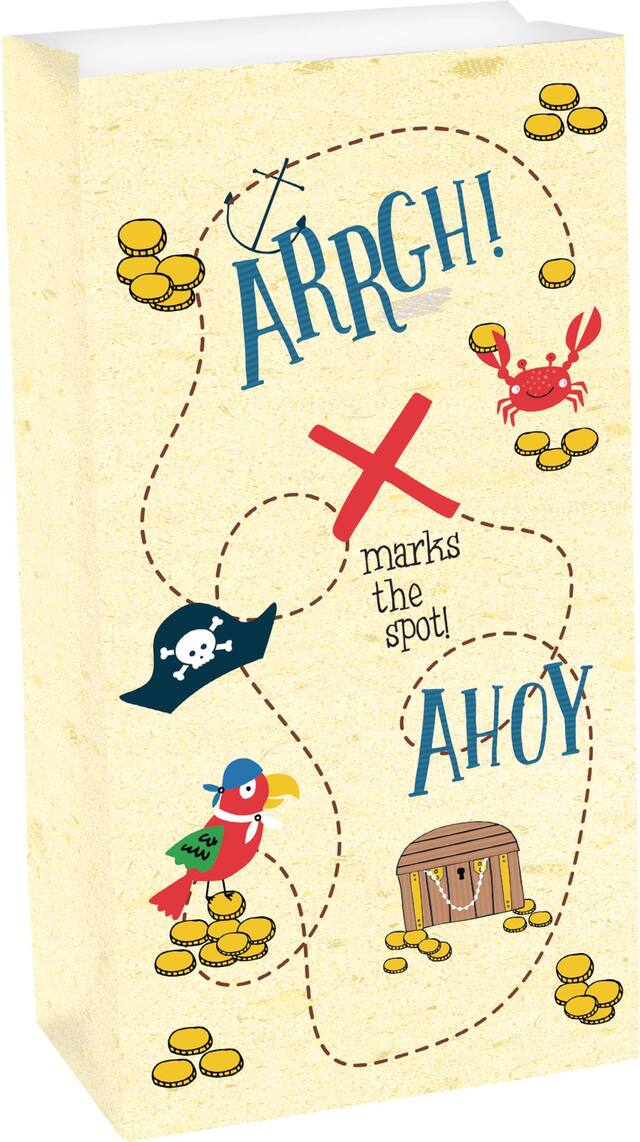 Pirate Birthday Party Treat Bags, 8-pk Front_Angled_Right