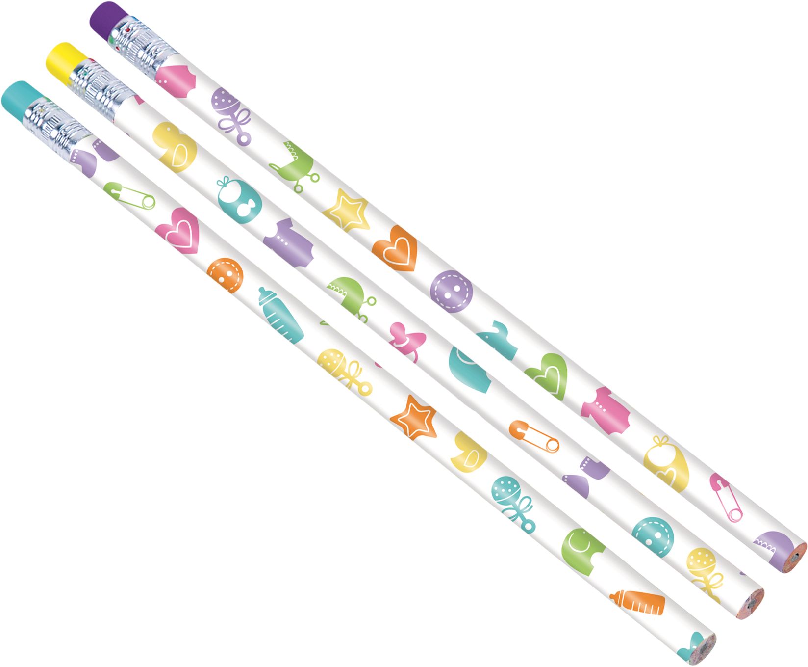 Baby Shower Pencils, 12-pk Overhead_Flat