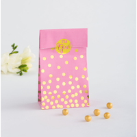 Sacs à friandises Fêtes pour bébé pois, rose/doré, paq. 20