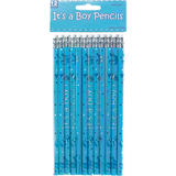 "It's a Boy" Writing Pencils, Blue, 12-pk, for Baby Shower/Gender Reveal Front_Flat