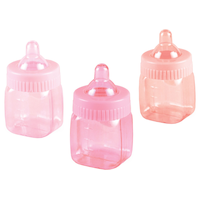 Mini Baby Bottles Favour Charms, Assorted Colours, 6-pk, for Baby Shower/Gender Reveal Front_Angled_Left