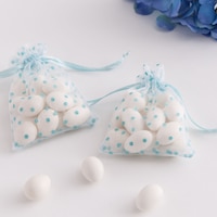 Mesh Favour Bags, Blue, Polka Dots, 4-in, 12-pk, for Baby Shower Composite_or_Mixed