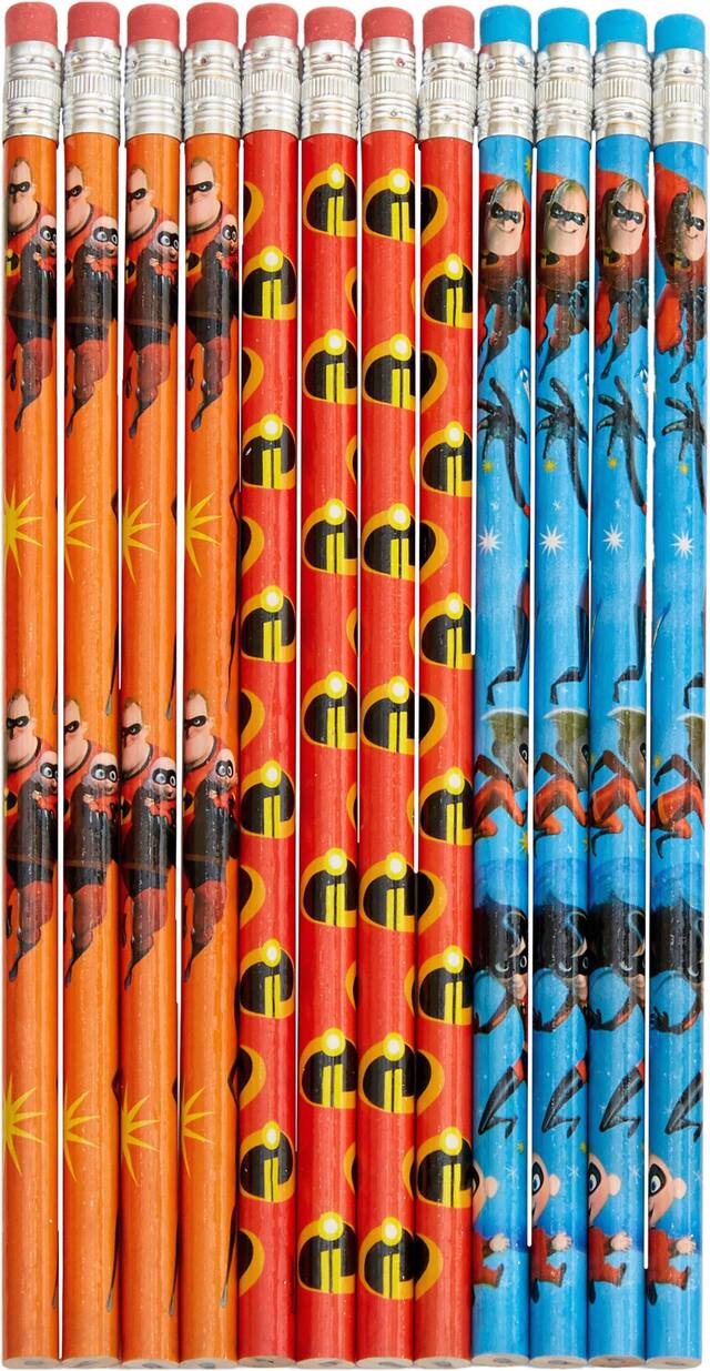 Crayons pour cadeaux-surprises pour fête d'anniversaire, Disney Les Incroyables 2, paq. 12 Front_Flat