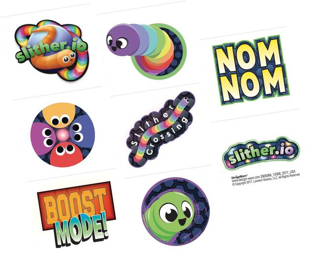 Tatouages faciles à appliquer Slither.io pour cadeaux-surprises d'anniversaire, 1 feuille Overhead_Flat