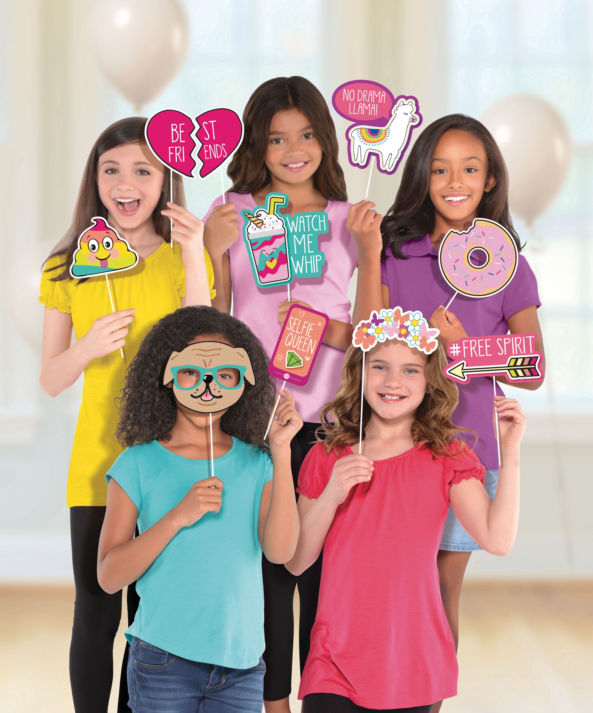 Selfie Celebration Birthday Party Photo Booth Props, 12-pcs Front_Flat