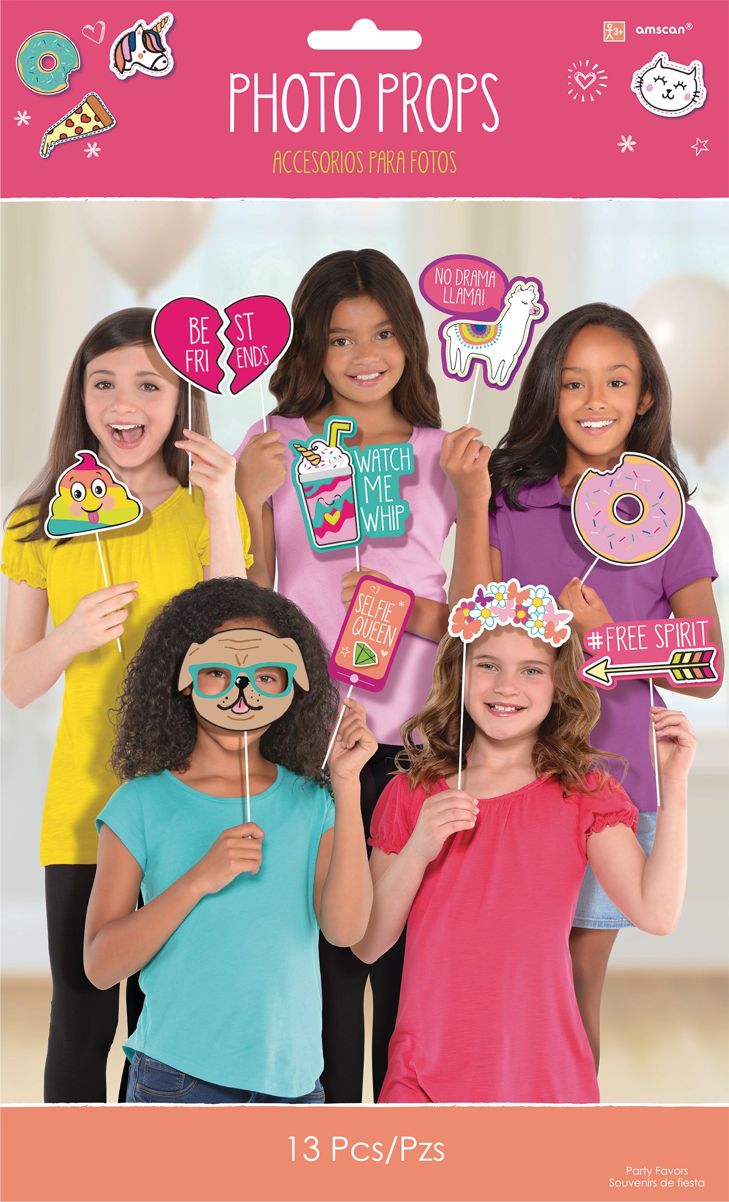 Selfie Celebration Birthday Party Photo Booth Props, 12-pcs Front_Flat