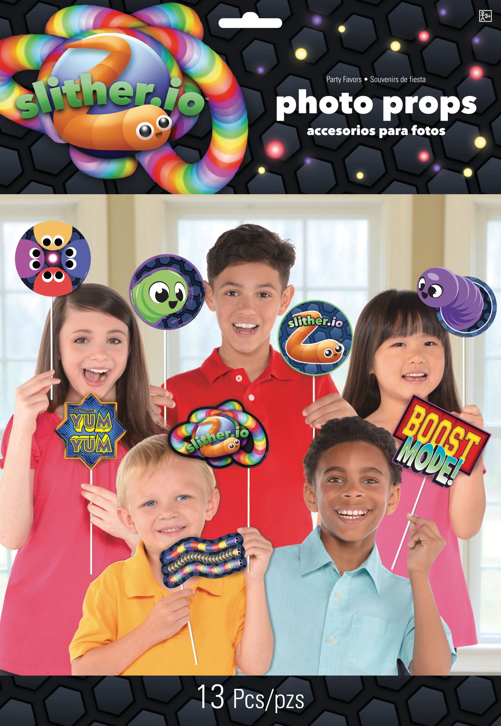 Accessoires de cabine photo pour fête d'anniversaire Slither.io, paq. 13 Front_Flat