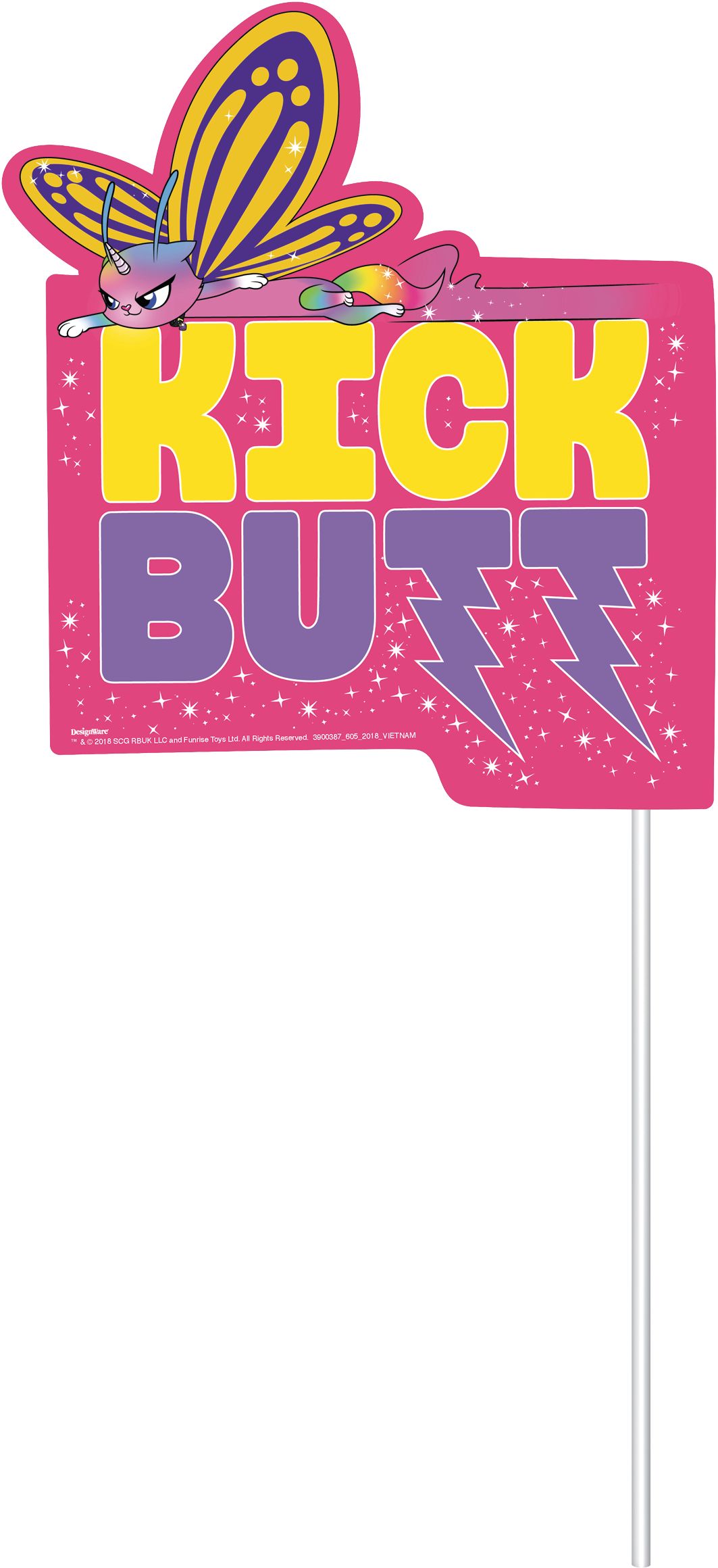 Rainbow Butterfly Unicorn Kitty Scene Setter with Photo Booth Props Front_Flat