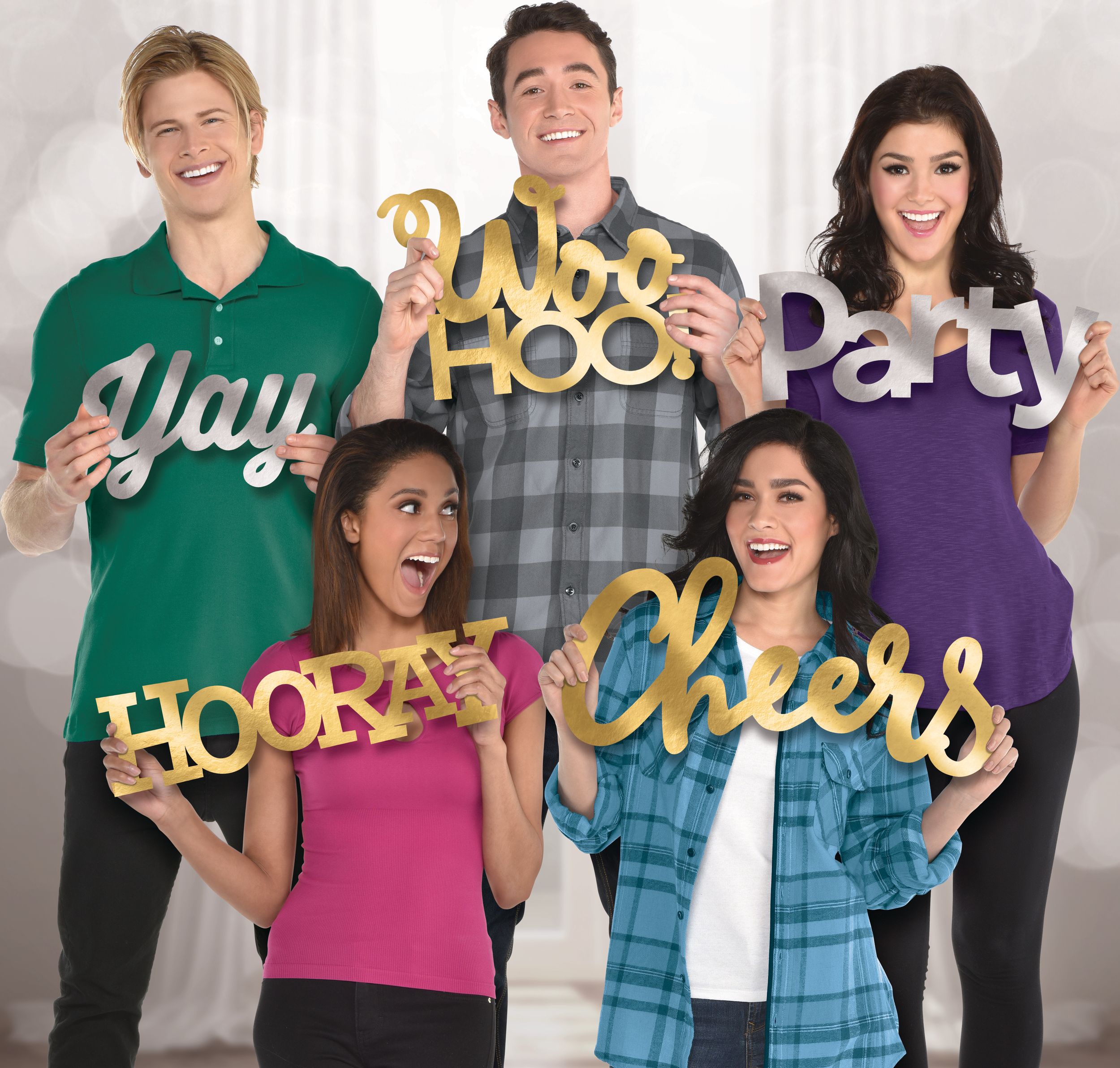 Giant Party Words Photo Booth Props, 5-pk Front_Flat