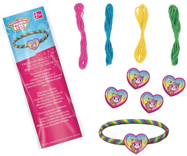 Kit de bracelets d'amitié Arc-en-ciel Papillon Licorne Chaton, paq. 12 Composite_or_Mixed