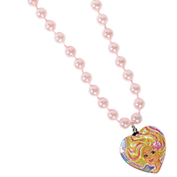Mermaid Barbie Pendant Bead Necklace, Pink Overhead_Flat