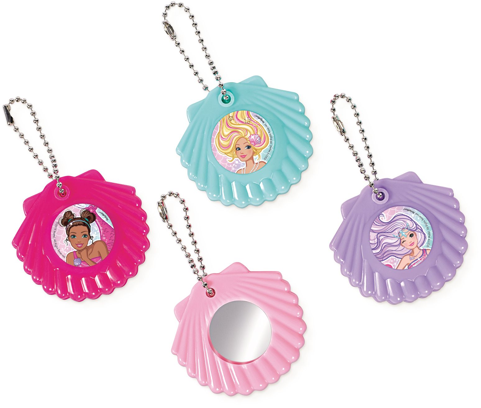 Barbie Mermaid Mirror Keychains for Birthday Party Favours, 8-pk Overhead_Flat